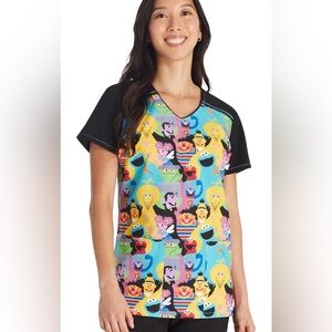 Sesame Street Character V neck scrub top size 3X